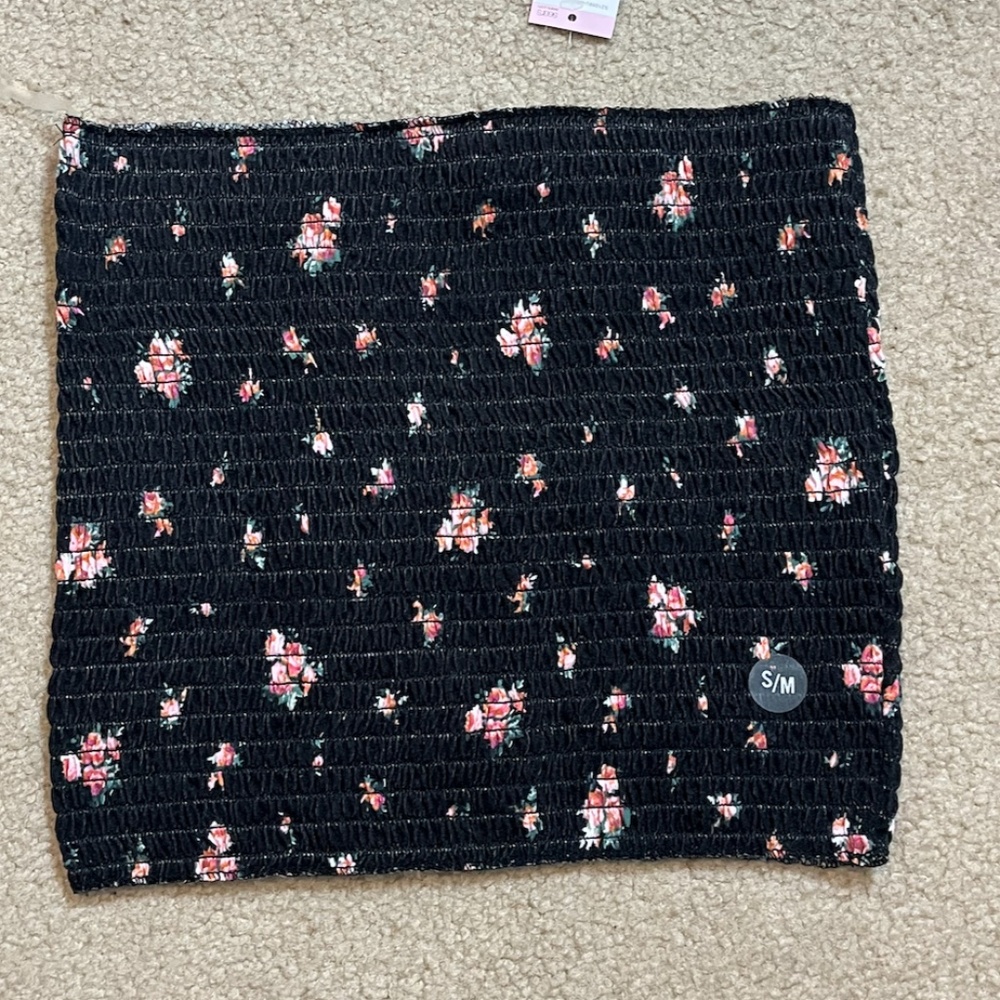 NWT Tube Top Black Floral, BONGO, size S/M Juniors